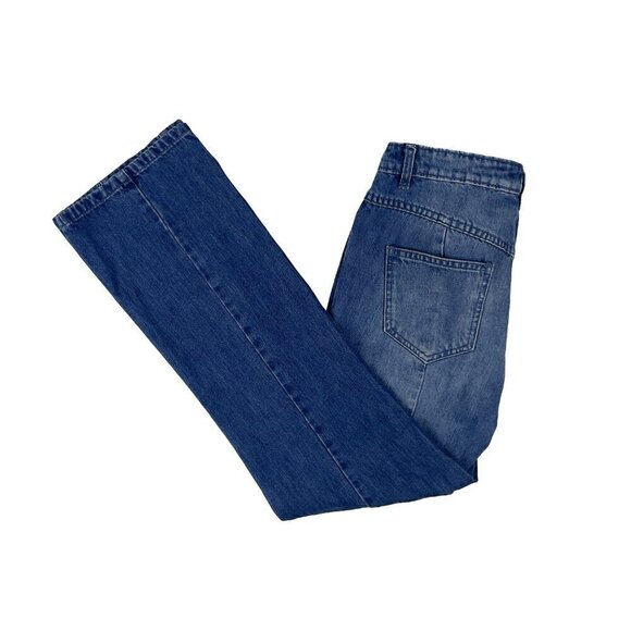 ULLA JOHNSON Alex Jeans medium wash Mid Rise Waist Lace up cropped sz 2 - Picture 10 of 12